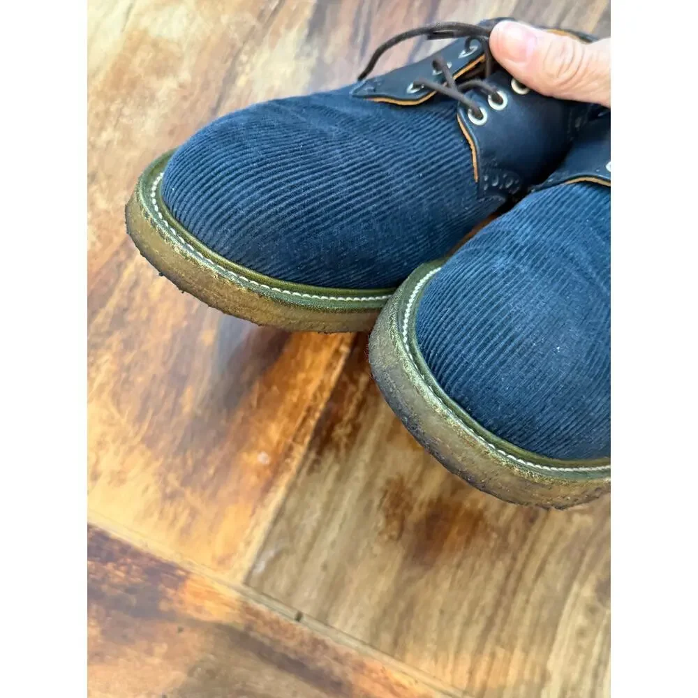 Mark Mcnairy New Amsterdam Oxford Shoes Corduroy Velvet Blue Size 8.5
